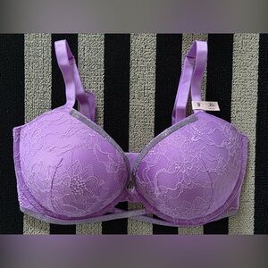 Victoria’s Secret Push-Up Bra Lavender Lace Rhinestone Trim 36G